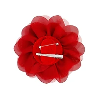 Pince fleur en maille rouge foncé