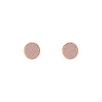 Pink Glitter Round Stud Earrings