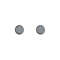 Round Silver Blue Glitter Earrings