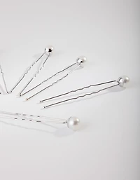 Silver Pearl Bun Pins