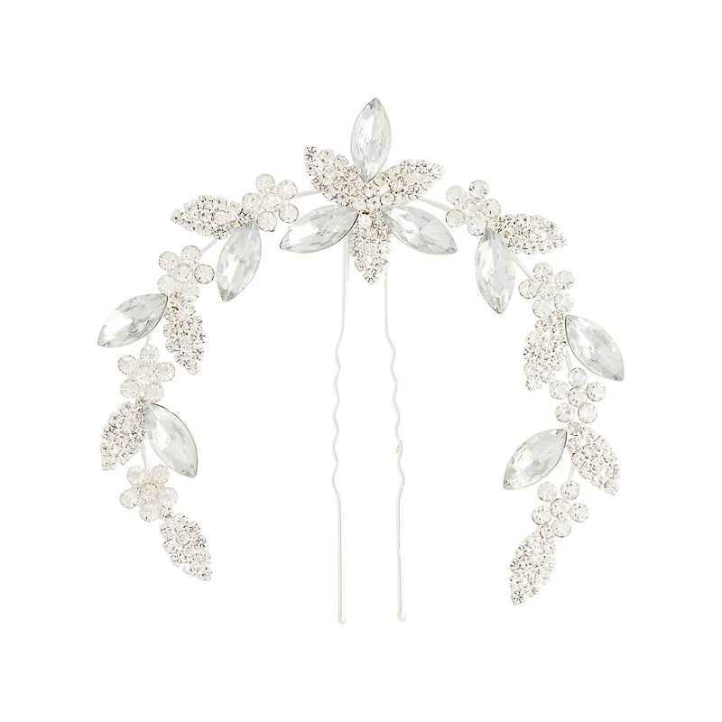 Silver Navette Bun Comb