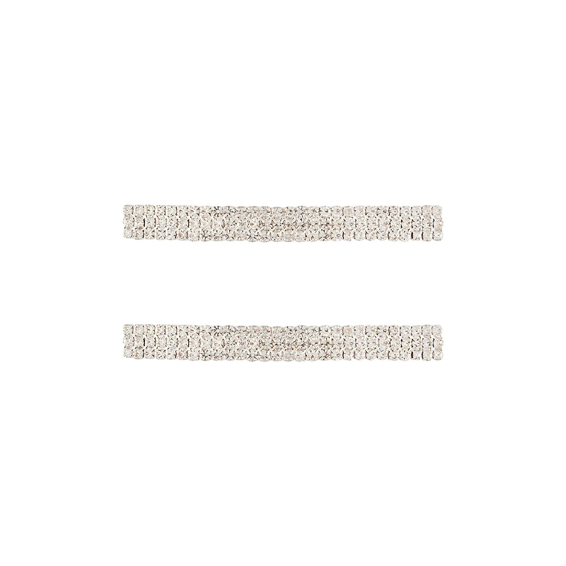 Silver Double Diamante Barrette