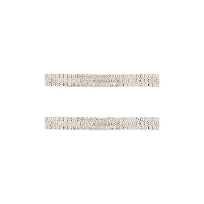 Silver Double Diamante Barrette