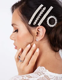 Silver Crystal Barrette Clip