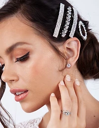 Silver Crystal Barrette Clip