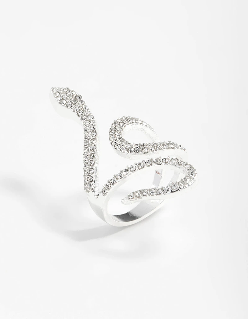 Diamante Swirl Snake Ring