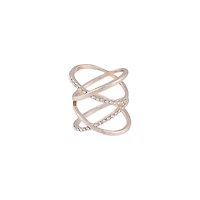 Rose Gold Diamante Double Crossover Ring