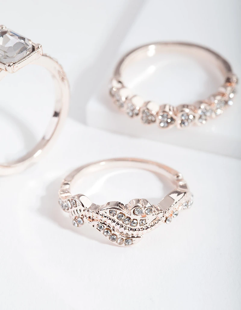 Rose Gold Chunky Engagement Ring Stack