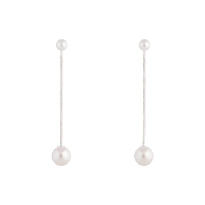 Silver Snake Pearl Drop Earrings