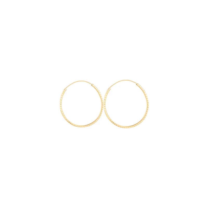 Gold Plated Sterling Silver Diamond Cut Hoop Earrings