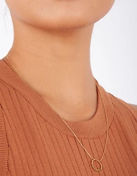 Collier pendentif en argent sterling plaqué or à cercle ouvert