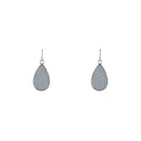 Silver Glitter Teardrop Earrings