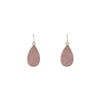 Pink Glitter Teardrop Earrings