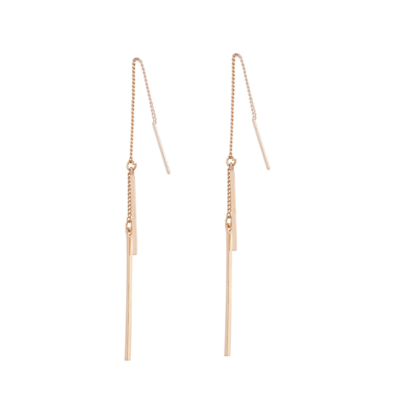 Gold Chain & Bar Drop Earrings