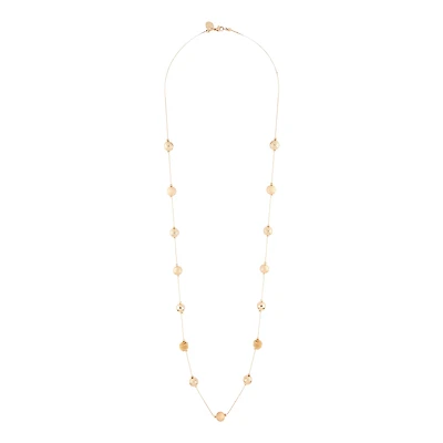 Gold Multi Textured Bead Station Lariat Necklace
