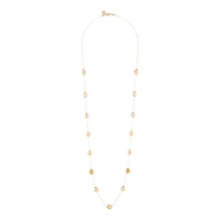 Gold Multi Textured Bead Station Lariat Necklace