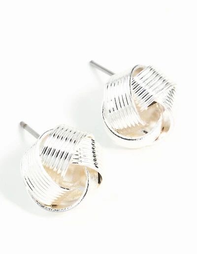 Silver Knot Textured Earrings