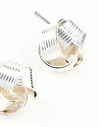 Silver Knot Textured Earrings