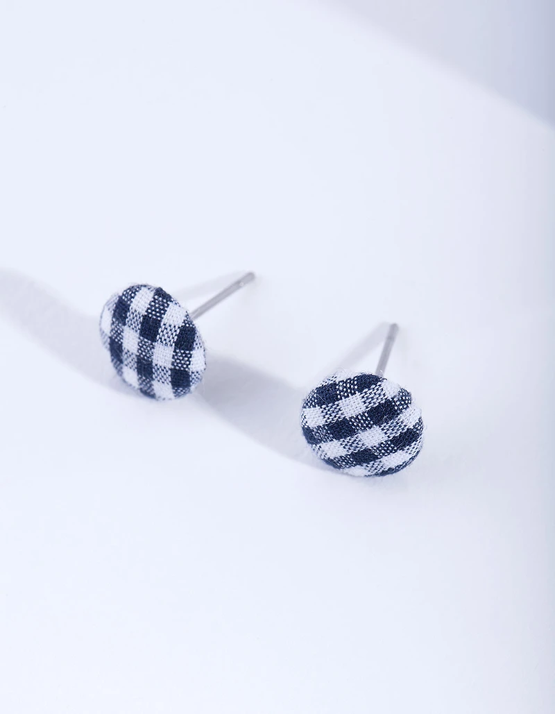 Boucles d’oreilles à bottons vichy