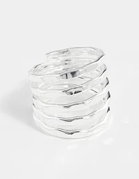 Silver Hammered Wrap Ring