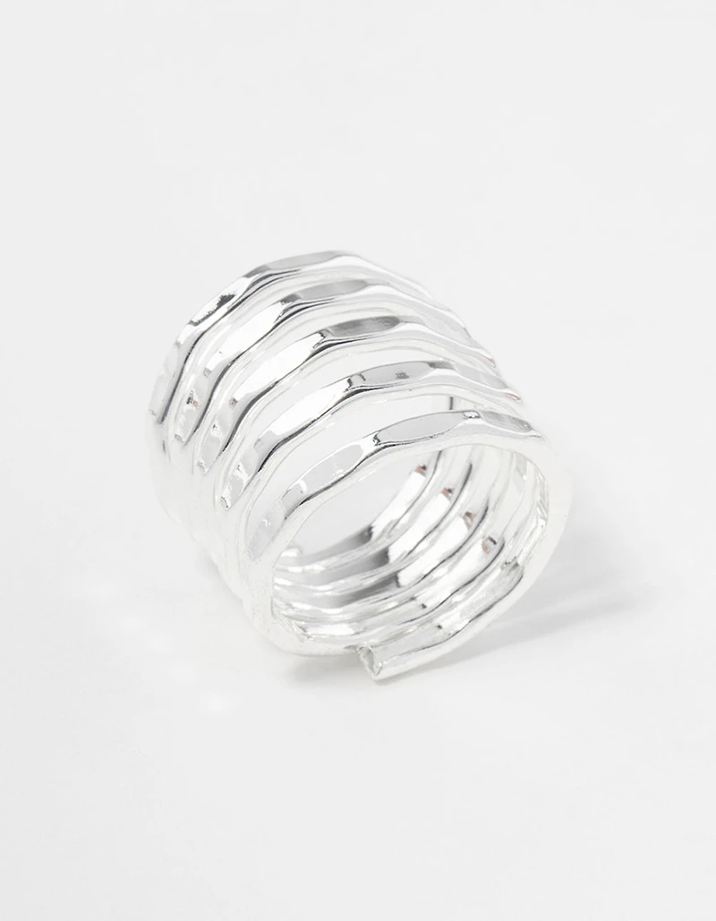 Silver Hammered Wrap Ring
