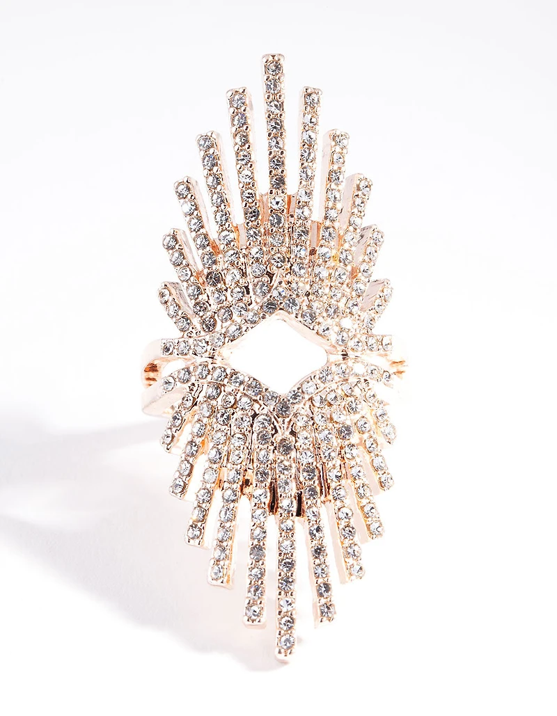 Rose Gold Diamante Burst Ring