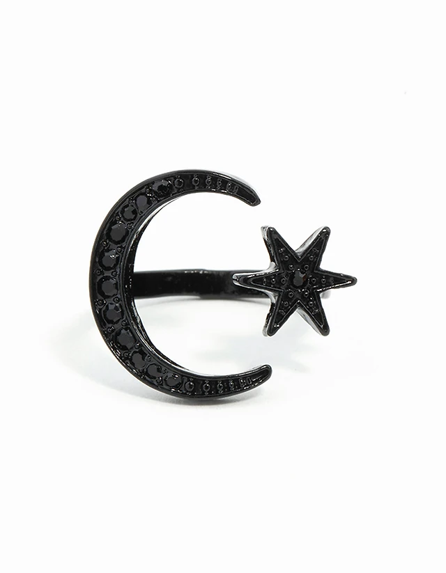 Black Star Moon Ring