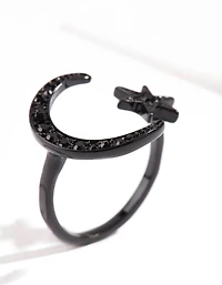 Black Star Moon Ring