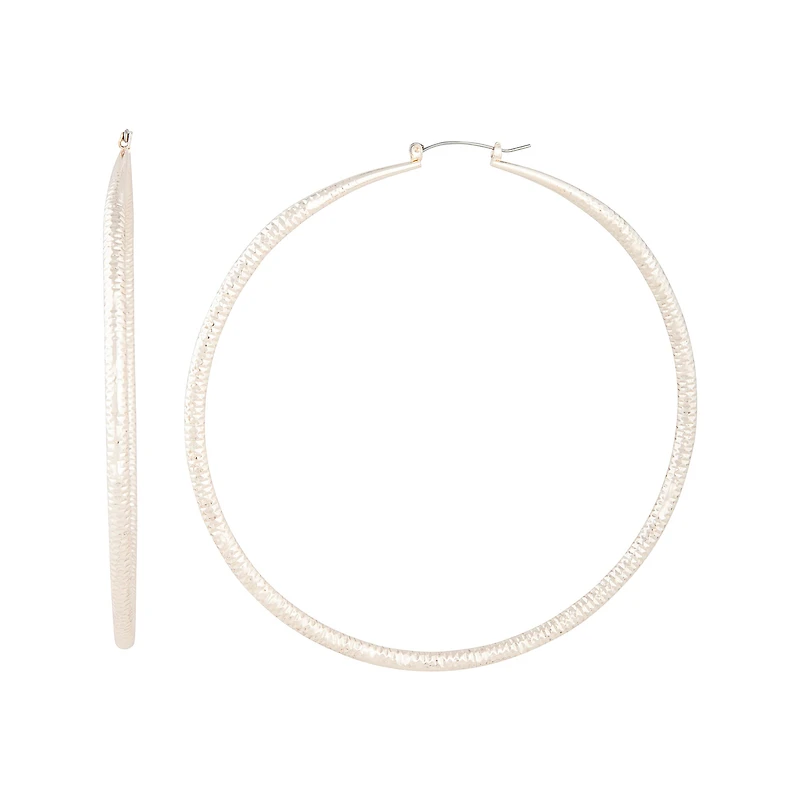 Pale Rose Gold Rounded Diamond Cut Hoop