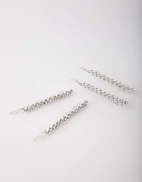 Diamante Zig Zag Pins 4-Pack In Silver