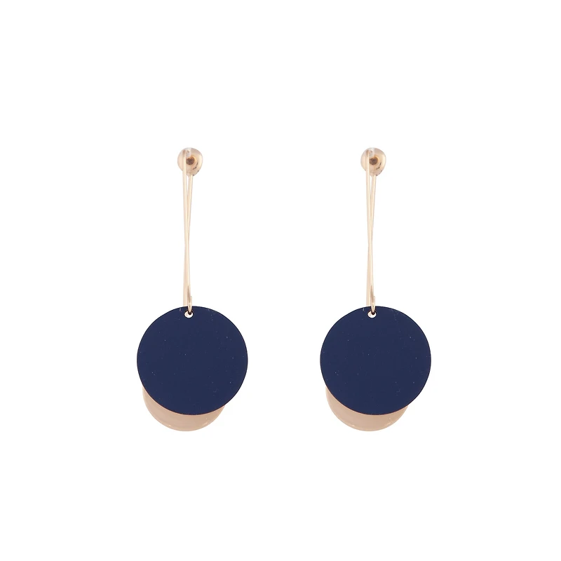 Dual Contrast Disc Earrings Matte Cobalt Gold