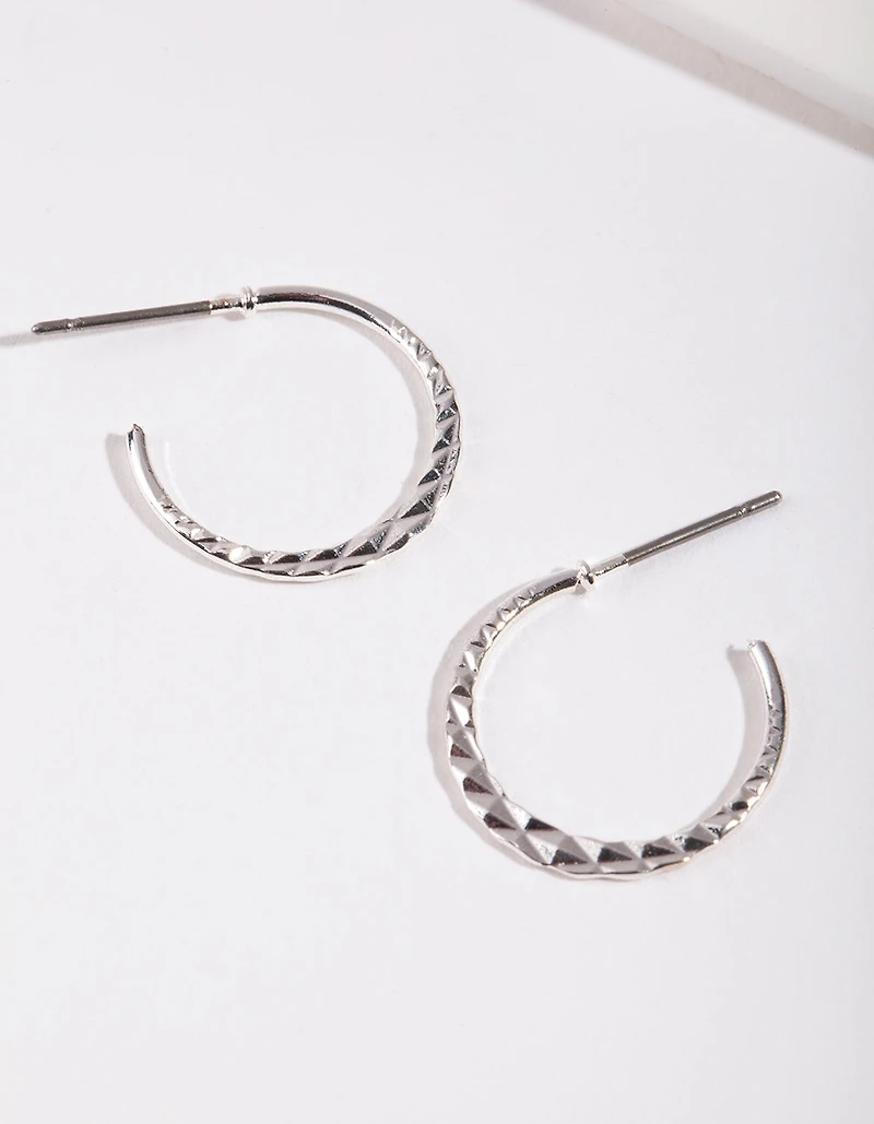 Silver 16MM Beaded Hoop Earrings