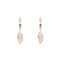 Rose Gold Textured Leaf Drop Earrings