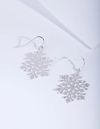 Silver Snowflake Drop Earrings