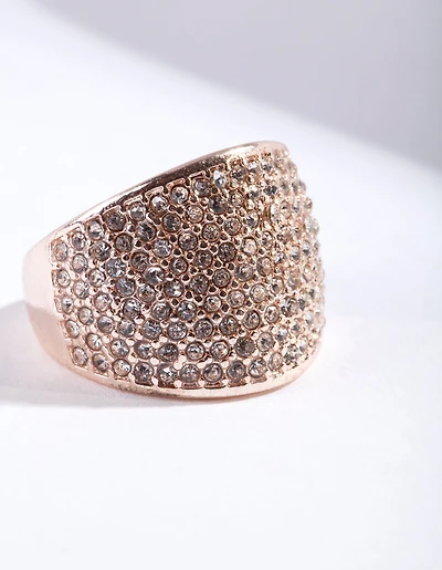 Rose Gold Round Diamante Ring