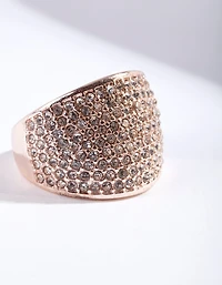 Rose Gold Round Diamante Ring