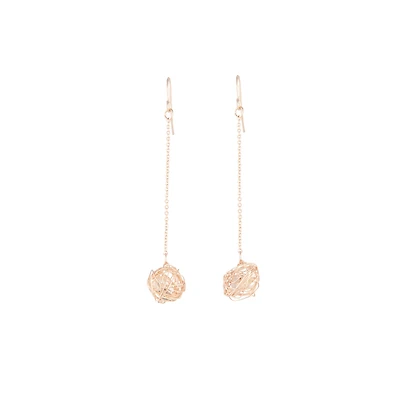 Rose Gold Wire Wrap Ball Drop Earrings