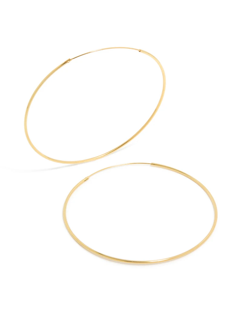 Gold Plated Sterling Silver Fine 60mm Hoop