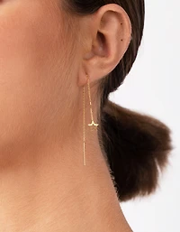 Gold Plated Sterling Silver Star Thread-Through Earrings