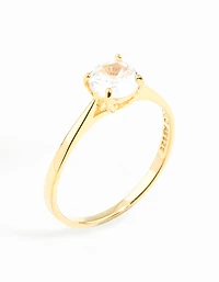 Gold Plated Sterling Silver Round Engagement Ring