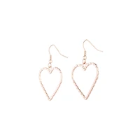 Rose Gold Rope Look Heart Drop Earring