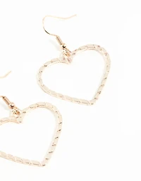 Rose Gold Rope Look Heart Drop Earring