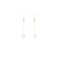 Rose Gold Fine Stick & Pearl Drop Earrings