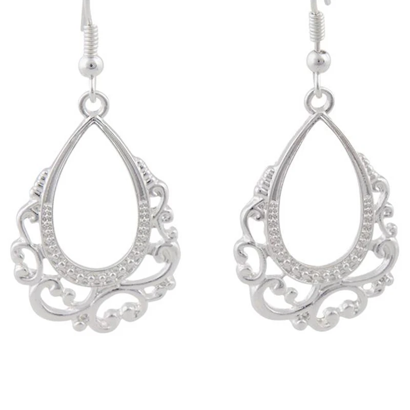 Silver Ornate Teardrop Earrings
