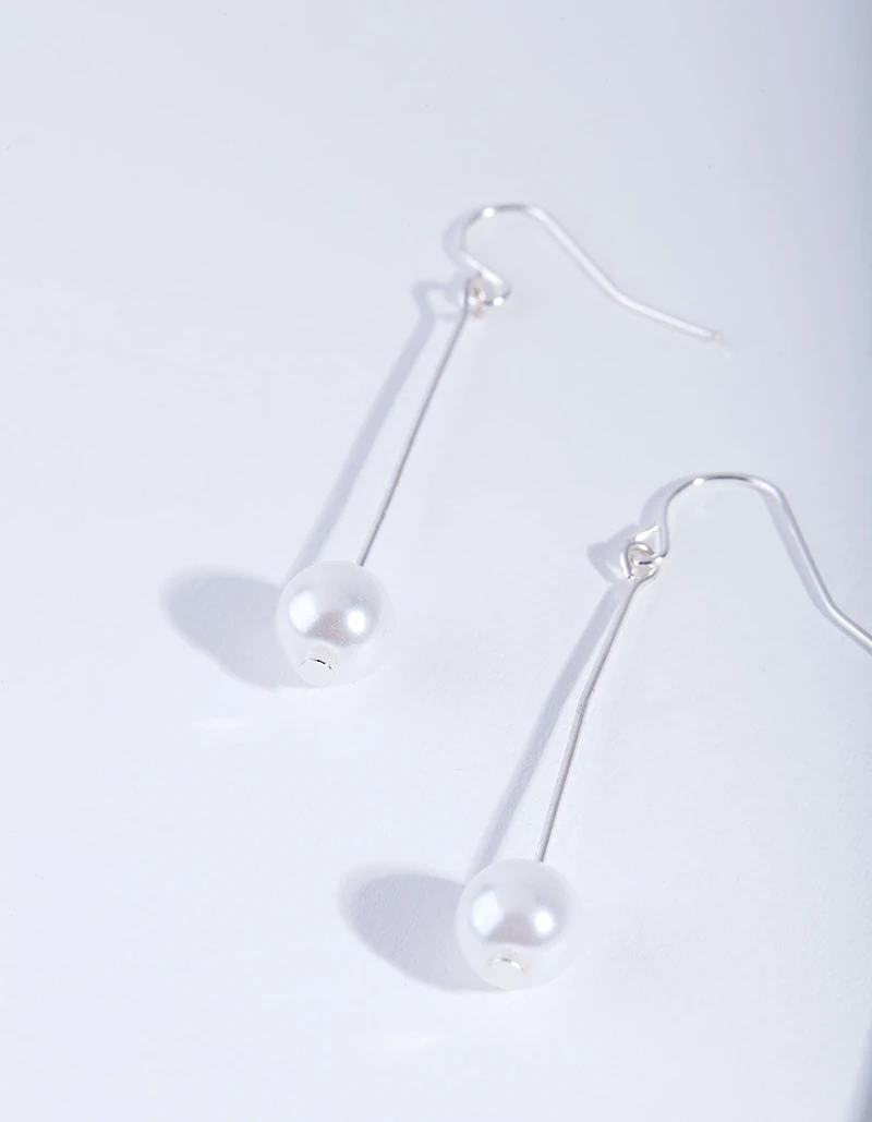 Fine Silver Pin & Pearl Drop Earrings