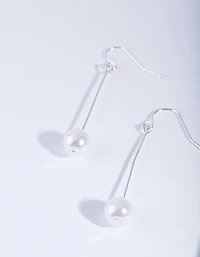 Fine Silver Pin & Pearl Drop Earrings