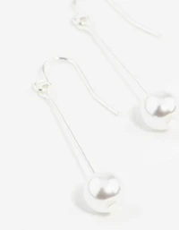 Fine Silver Pin & Pearl Drop Earrings