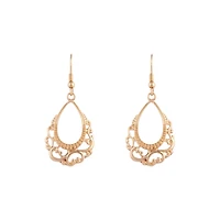 Gold Open Decorative Teardrop Earrings
