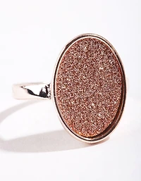 Rose Gold Oval Glitter Paper Ring
