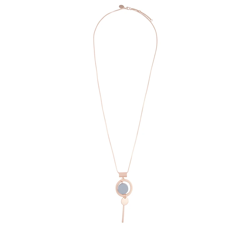 Grey Suspended Disc Necklace
